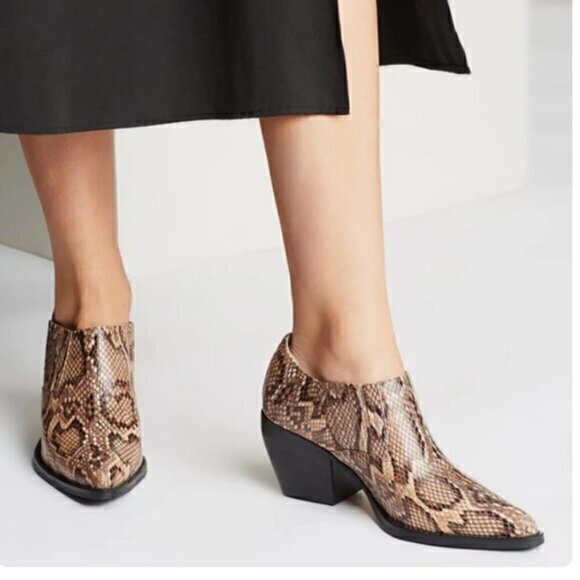 Tony Bianco Booties womens 6 Paris Leather Brown Multi Snake Ankle Shoes - Picture 1 of 14